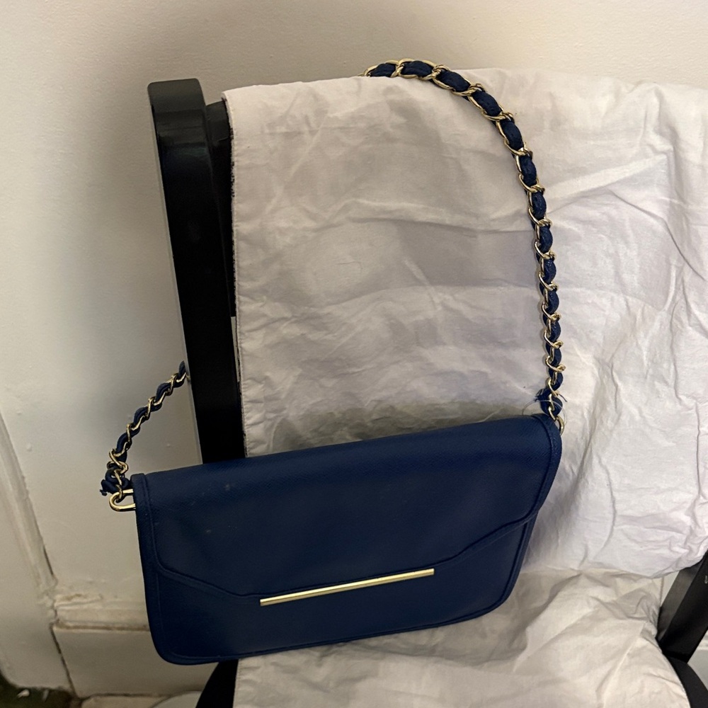 Ivanka Trump Navy Blue Shoulder Bag with Chain Strap